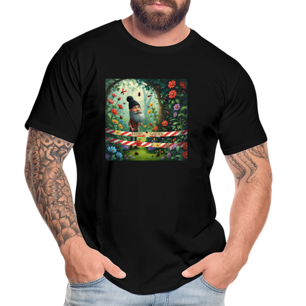 Männer Bio T-Shirt - Tatort Garten - Schwarz