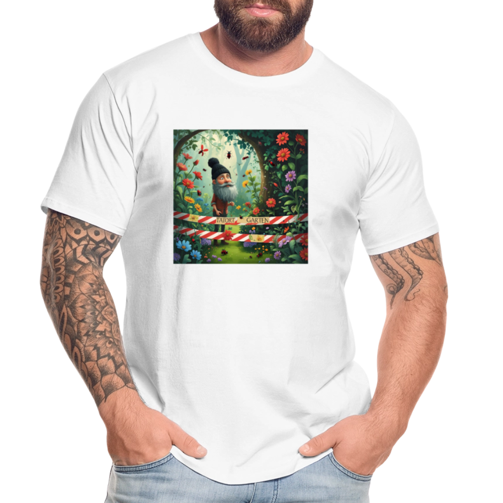 Männer Bio T-Shirt - Tatort Garten - Weiß